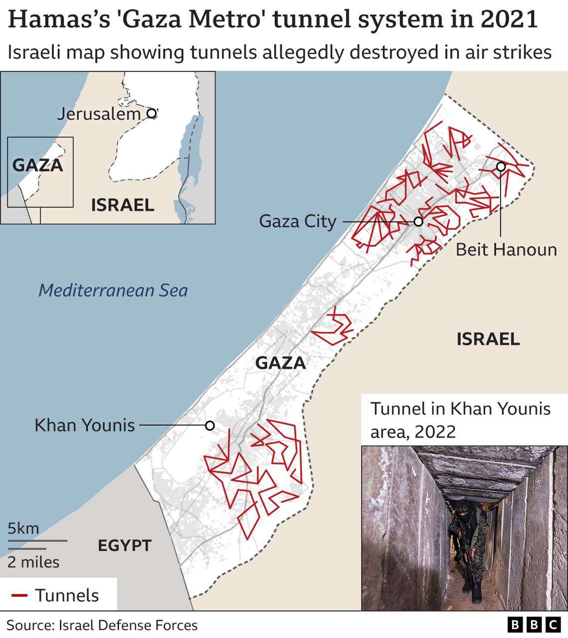 Map of Hamas tunnel network